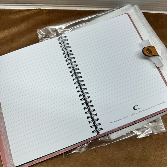 Coach Powder Pink Signature Pattern Notebook Cover with Tan Closure - Picture 3 of 6